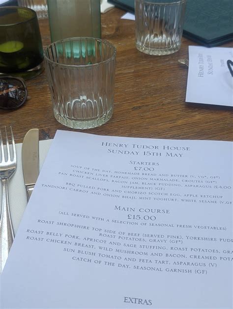 henry tudor inn menu.